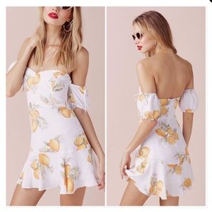 For Love & Lemons lemon off shoulder bustier dress